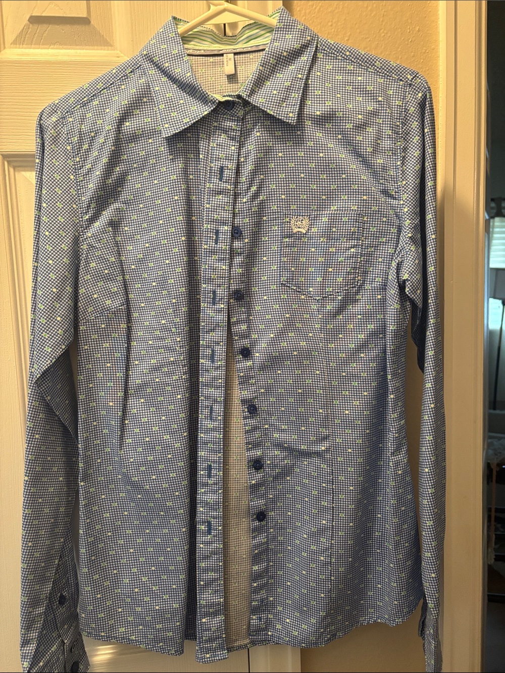 Cinch Light Blue Micro-Pattern Button-Up Shirt